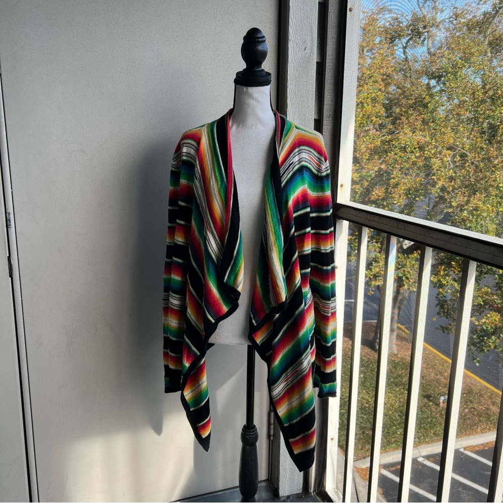 Vintage Ralph Lauren Multicolor Striped Cardigan Poncho - Picture 6 of 12